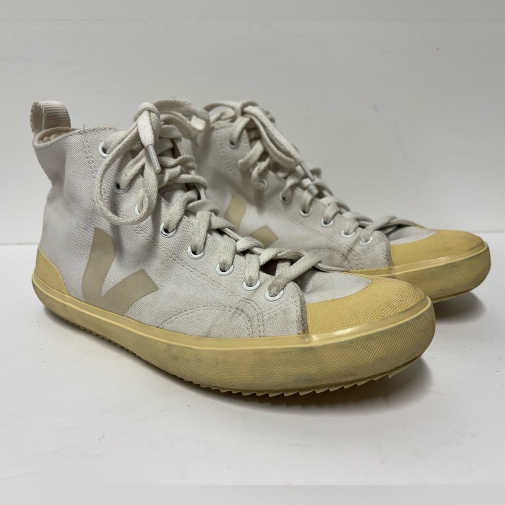 VEJA Nova High Top White Canvas Butter Tan Soled Lace Up Sneakers Women’s 10